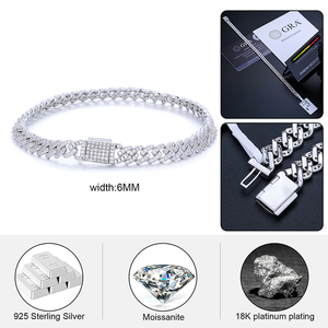 <span class=keywords><strong>Bracelet</strong></span> Manchette Cubaine en Argent Sterling 925 VVS Moissanite Plaqué de Glace Style Hip Hop pour Hommes et Femmes, Testeur de <span class=keywords><strong>Diamant</strong></span>, 6mm – Prix Abordable - Product Image 6