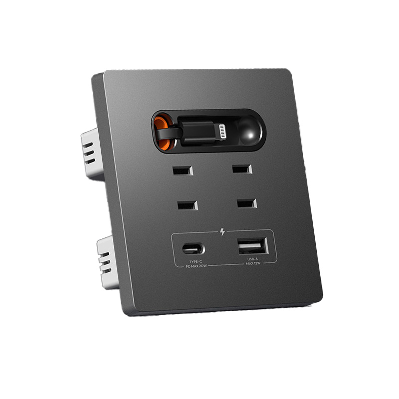 4 ports USB + USB Type-C, gris (câble Lightning de 80 cm)