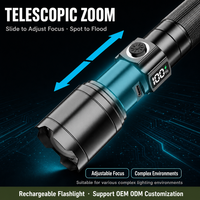 Lampe torche rechargeable haute puissance en alliage d'aluminium, ultra-lumineuse, pour usage domestique et extérieur, modèle compact et portable, zoom, faisceau de 500 m