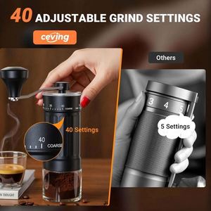 40 Levels Adjusted Pour Over Travelling Classic Glass Coffee Mill Hand Crank Portable Manual Coffee <b>Grinder</b> with Glass Base - Product Image 5
