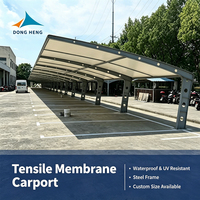Abri de stationnement en acier avec membrane tendue PVDF PTFE sur mesure, imperméable, ignifuge et résistant aux UV