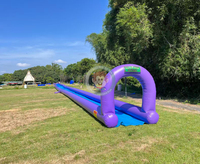 Toboggan gonflable géant Pool Party N avec piscine toboggan commercial violet pour adultes toboggan aquatique personnalisé à vendre