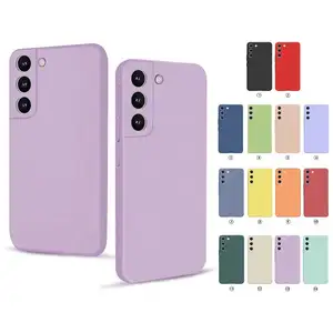 AilesTecca Matte Liquid square Silicone phone case with camera protecting, with inside microfiber cover for For Samsung s22