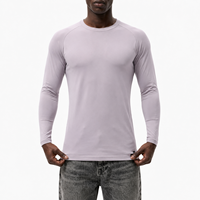 T-shirt de sport pour homme à manches longues et col rond, personnalisable OEM, ajusté, extensible, séchage rapide, respirant, pour la course, le fitness et l'entraînement