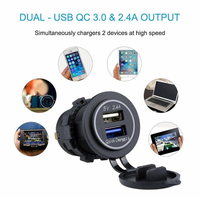 Chargeur de voiture et marine 12V 24V à charge rapide 3.0 et double port USB 2.4A avec lumière LED bleue