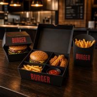 Emballages alimentaires jetables compostables et écologiques avec revêtement UV et logo personnalisé pour plats à emporter de restaurant (friture)