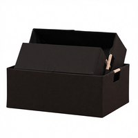 Boîte de rangement pliable noire de style campagnard avec poignée pour ranger divers objets