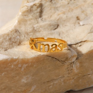 Ensemble de bijoux de Noël en gros plaqué or avec lettres pour femmes - Product Image 2