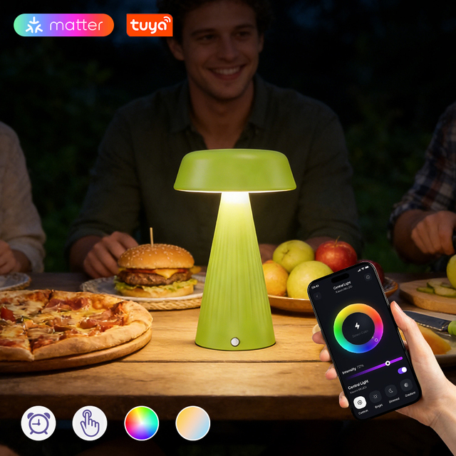 Customizable Matter Restaurant Decor Indoor App Tuya Homekit Control Dimmable Timing Cordless Rechargeable LED Smart Table Lamp