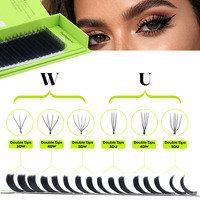 Extensions de cils 3D 4D 5D en forme de W, U, Clover, Y, double pointe, volume pré-fait C D, extensions de cils en éventail, marque privée UU
