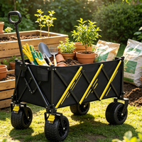 Chariot de camping pliable en métal robuste, grande capacité, capacité de charge de 200 kg, quatre roues, tout-terrain, résistant aux hautes températures et à la corrosion