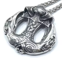 Colliers d'ancre de navire de marteau de Viking Crow Thor à la mode pour hommes Style d'amulette unique et significatif avec chaîne de serpent en acier inoxydable