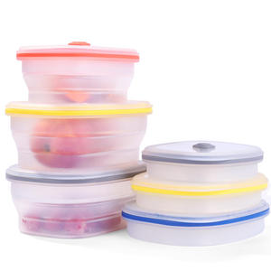 Microwave Lunch Boxes Silicone Food Storage Container Kitchen Bento Foldable Collapsible Silicone Lunch Box Set