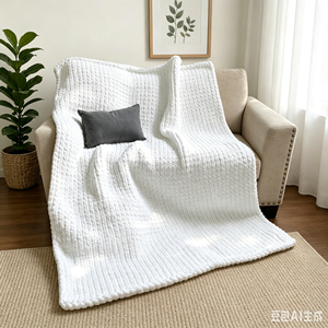 Free Shipping Wholesale Handmade Thick Super Soft Chenille Chunky Yarn Knit <b>Throw</b> Blanket Big Chunky Blanket - Product Image 3