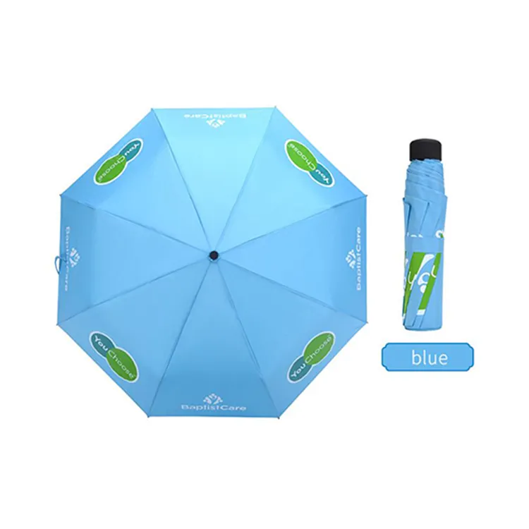Paraguas plegable de 21 pulgadas, sombrilla ligera de regalo para hotel, para lluvia, 3 pliegues