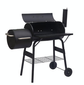 Chariot à baril en acier personnalisé pour extérieur Barbecue à charbon de bois Fumoir avec couvercle <span class=keywords><strong>Cheminée</strong></span> de four séparée - Product Image 1