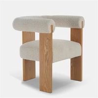 Fauteuil de salle à manger BST moderne en noyer avec dossier cylindrique en bouclette ivoire et assise rembourrée épaisse pour la maison