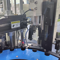 Machine de remplissage automatique électrique rotative à double tête de type mandrin pour huiles cosmétiques, avec moteur et roulement, pour flacons compte-gouttes, cartons et machine de capsulage en bois