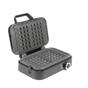 High quality stainless steel surface decoration non stick square small waffle maker with cable winder