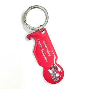 Factory Wholesale High Quality <b>Cheap</b> Metal Trolley Coin Keychain CMYK Printing Shopping Cart Chips Key Holders Laser Logo - Product Image 1