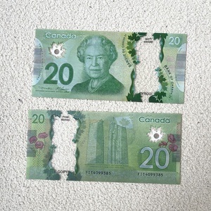 TOP Matte Transparent Movie Polymer Canadian Prop Money Canada Realistic Notes Bills Dollar CAD Canadian-polymer-bills