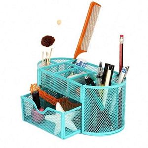 Mesh Oval Pencil Cup and Desk Organizer <b>White</b> Box Powder Coating Round Cute Led <b>Pen</b> Holders Office Desktop Stationery Organizer - Product Image 6