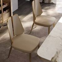 Chaises de salle à manger de luxe de haute qualité au prix d'usine, pieds en acier inoxydable doré, revêtement en cuir PU, contemporaines, hôtel, villa