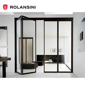 रोलांसिनी फ्रेंच डिजाइन बेडरूम फोल्डेबल लिविंग रूम विभाजन लटका हुआ रेल द्वि गुना दरवाजा एल्यूमीनियम एकॉर्डियन तह ग्लास दरवाजा - Product Image 2