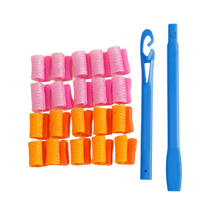 Hair Roller Set 20 Pieces <b>Pink</b> Orange Heatless Curlers With Hook And Stick For Easy Hair Styling - Product Image 1
