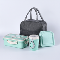 Boîte à lunch isotherme en plastique grande capacité, ensemble créatif portable pour l'extérieur avec couverts, pour étudiants, employés de bureau, boîte bento, tasse de voyage