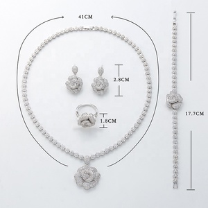 Conjunto de joyería nupcial para mujer, de lujo, diseño de flor de Rosa, Circonia cúbica, collar de novia para Noble Lady CN164, 4 Uds. - Product Image 6