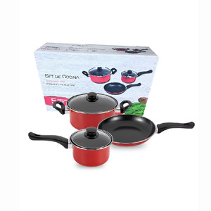 Juego <span class=keywords><strong>de</strong></span> Utensilios <span class=keywords><strong>de</strong></span> Cocina Antiadherentes <span class=keywords><strong>de</strong></span> <span class=keywords><strong>Acero</strong></span> al Carbono OEM <span class=keywords><strong>de</strong></span> 5 Piezas, Caja Roja, Cacerola, Sartén, Olla con Tapa <span class=keywords><strong>de</strong></span> Vidrio, Logotipo Personalizado - Product Image 1