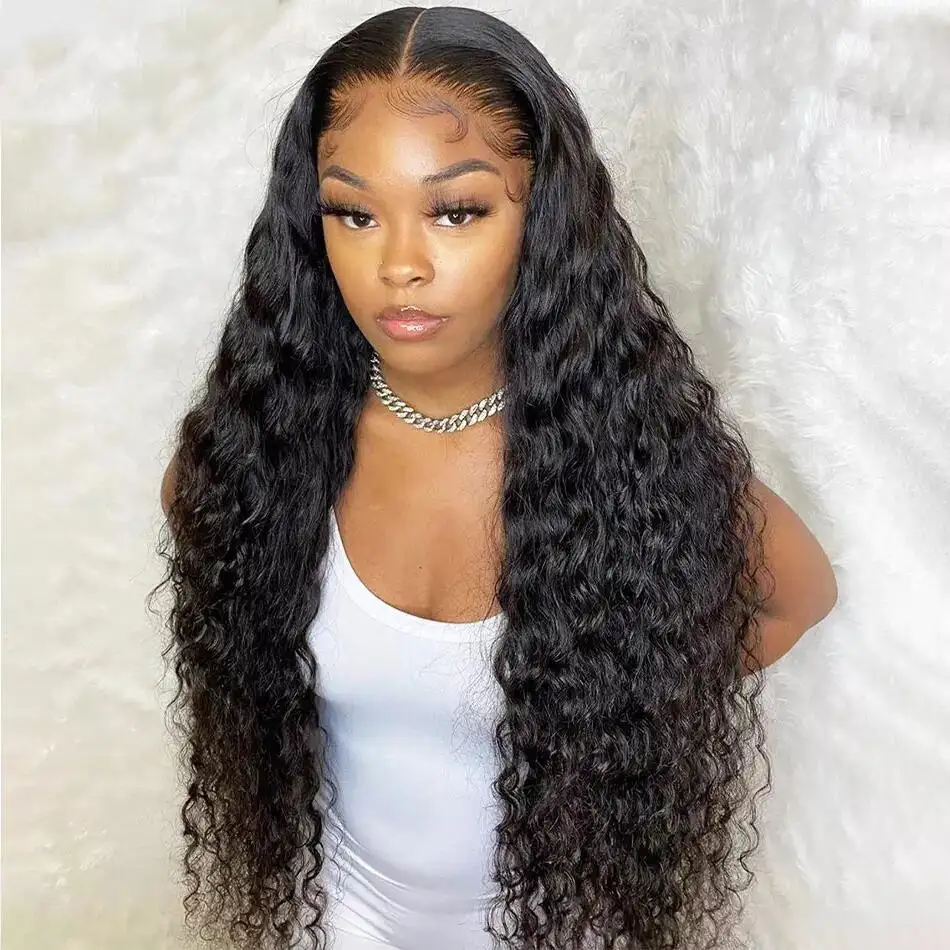 13x4 HD Transparent Lace Front Wigs Human Hair with Baby Hair for Women Brazilian Water Wave Bleached Knots 150% Density wigs