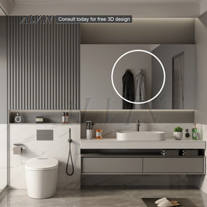 Alvin melamine hoàn thành ván ép phòng tắm Vanity nổi thiết kế hiện đại tủ phòng tắm với gương Gương tủ - Product Image 1