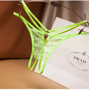 ZZYUP String Sexy Brodé Dentelle Transparente Entrejambe Ouvert Lingerie Tentation Bijoux Culotte - Product Image 2