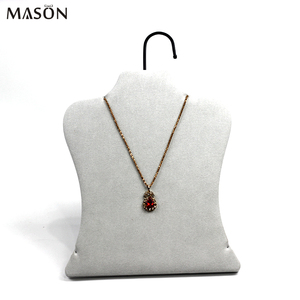 Gris mode microfibre collier bijoux stand organisateur porte-bijoux pour la vente <span class=keywords><strong>de</strong></span> vêtements cintre forme collier affichage accessoires - Product Image 2