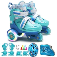 Ensemble de patins à roulettes convertibles pour enfants RS, 3-8 ans, roues lumineuses et équipement de protection avec casque pour garçons et filles, pour l'extérieur