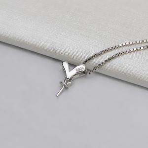 Pendentif en argent S925 style germes de soja, simple et compact, accessoire de perles DIY pour femmes, support vide, 877-Composants de bijoux - Product Image 3