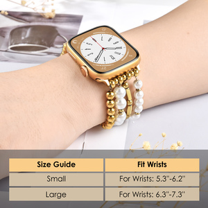 Für Apple Watch Armbänder Damen Schmuck Armband mit Perlen und herzförmiger Kette für iWatch Serie 10 9 38MM 42MM - Product Image 4