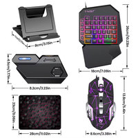 Kit clavier et souris de jeu 5 en 1 à une main pour téléphone mobile Android iOS