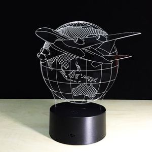 Lampada a LED 3D lampada a colori 3D illusione ottica lampada G131 Fly <span class=keywords><strong>the</strong></span> <span class=keywords><strong>World</strong></span> Earth Globe aeroplano 3D lampada con pulsante a sfioramento G131 - Product Image 2