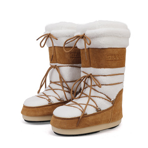 Bottes d'hiver pour femmes, style <span class=keywords><strong>fourrure</strong></span> de lapin imitation transfrontalière, à semelle épaisse, montantes, imperméables, antidérapantes, chaussures de lune, 2025 - Product Image 6