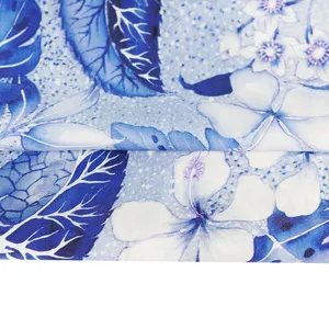 Girassol azul Design italiano 95% rayon 5% spandex tecido pele-friendly para roupas femininas