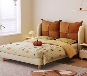 Cream Wind Child Bed, Guardrail Bed, Boys and Girls, Single Bed, Children's Room, Small <b>Unit</b>, <b>Bedroom</b> Furniture - Product Image 1