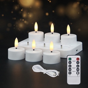 Ensemble de <span class=keywords><strong>d</strong></span>écoration de mariage de 6 bougies LED sans flamme à piles, rechargeables par USB, avec effet de flamme 3D réaliste - Product Image 1