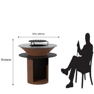 Nouveau Produit Kd Structure Camping Bras Zro Wood Burning Round <span class=keywords><strong>Plancha</strong></span> Grill Bbq With Wood Storage - Product Image 6