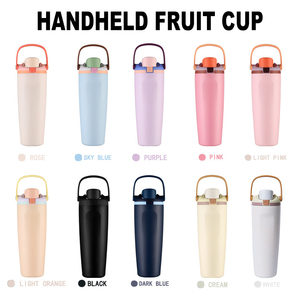 Topnovo Ow 30oz Ala Gobelet à fruits portable en acier inoxydable 304, bouteille d'eau isotherme avec paille et poignée pour voiture et extérieur - Product Image 5