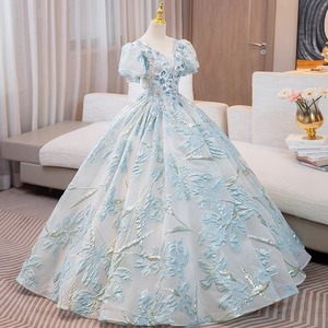 Floral Embroidered Organza Ball Gown Sweetheart Neckline Empire Waist Long Evening Dress For Performance And Vocal Music Exam - Product Image 4