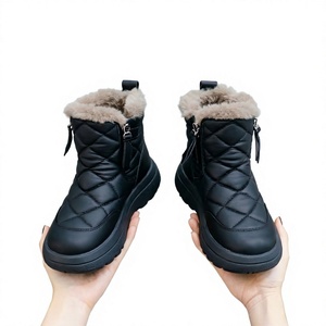 Botas de Nieve para Mujer, Altura Media, Parte Superior de Cuero Artificial, Forro de Peluche, Punta Redonda, Calzado para Clima Frío - Product Image 2