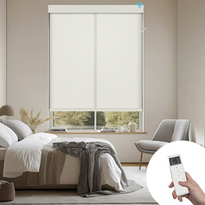 SAMADHI Smart Remote Control Electric Roller Blinds Jacquard Textured Fabric Motorized <b>Window</b> Shades For Bedroom Apartment - Product Image 1